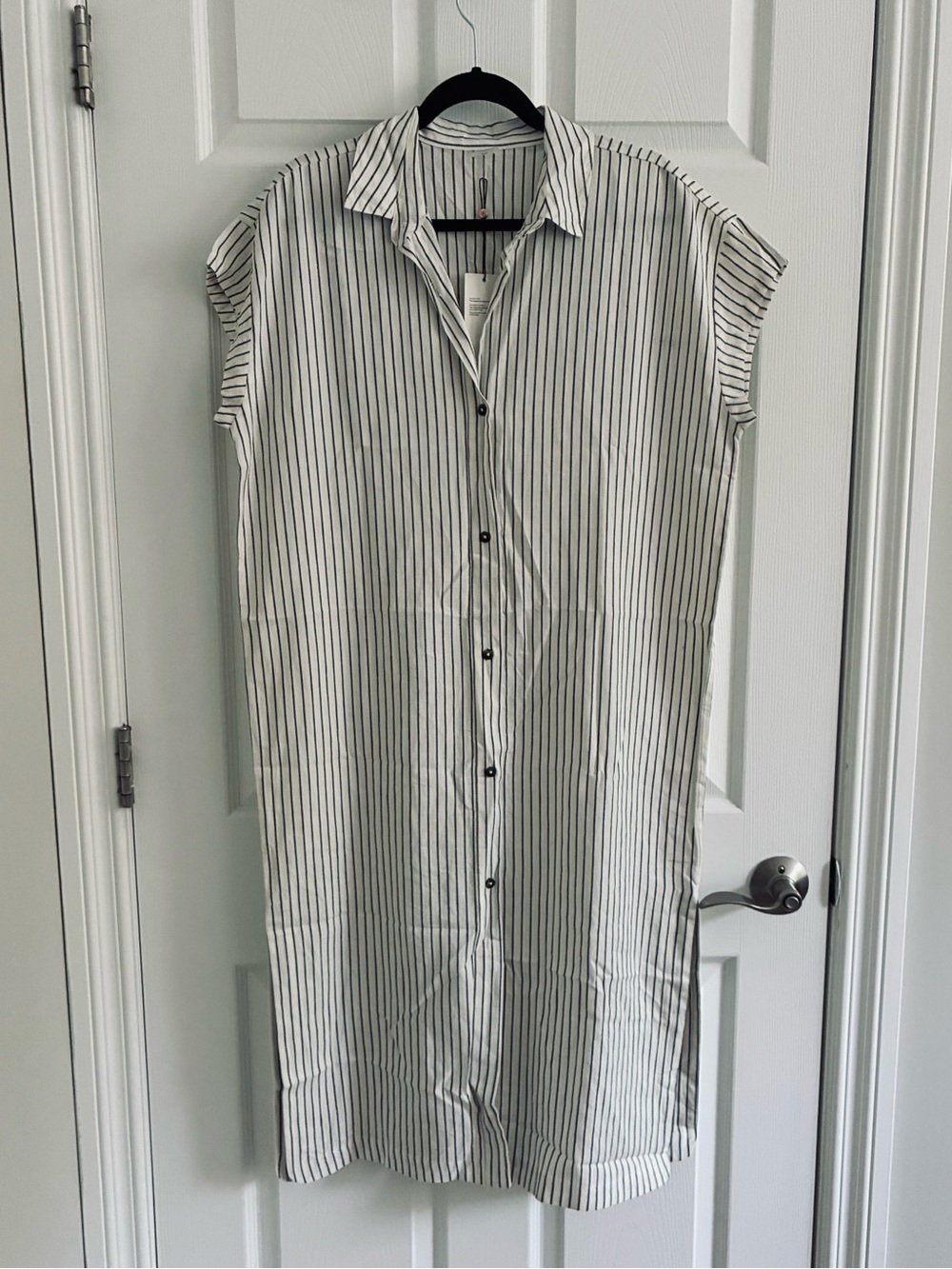 Calia Swim Coverup Dress Yucatan Stripe Ivory Linen Blend Button Down NWT Medium - Picture 4 of 15